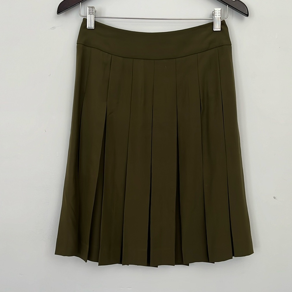 Vintage Talbots Silk Olive Green Pleated Skirt